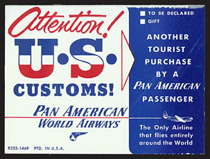 A 1950s Pan Am US Customs label